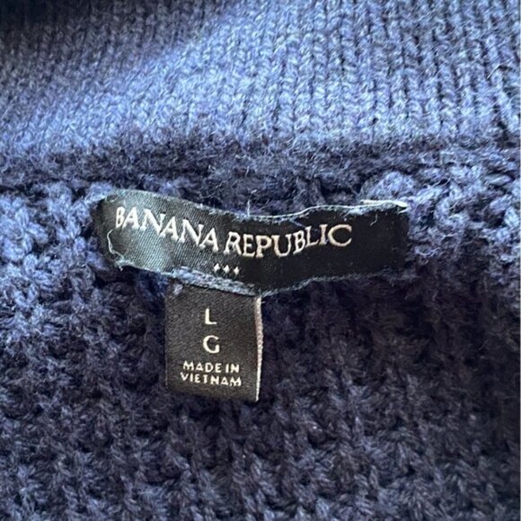 Banana Republic 2023 Relaxed Fit Waffle Cardigan Men Large Blue Grandpa Cotton - Picture 8 of 14